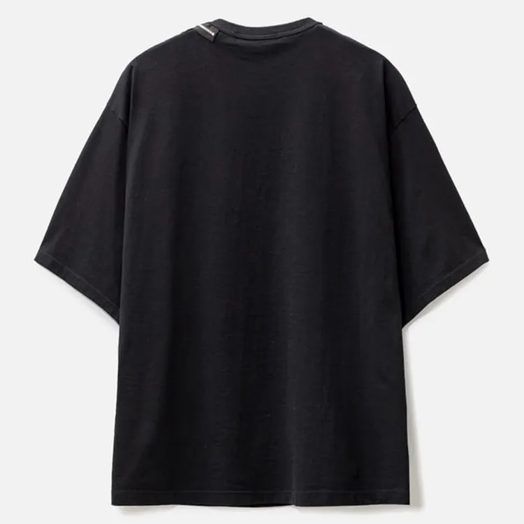 Custom Logo Design Men's 100% Cotton T-shirt Blank Oversized Drop Shoulder Ribbed Crew Neck Blank T-shirt For Men