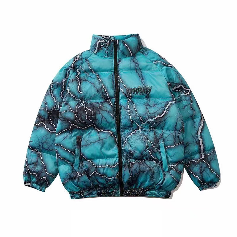 American dark graffiti printed loose cotton jacket street wear hip-hop bread coat cotton jacket