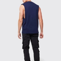 Oem 100% Cotton Custom Made Design Cool Plain Rib Collar Mock Neck Blank Vintage Sleeveless T Shirt For Men