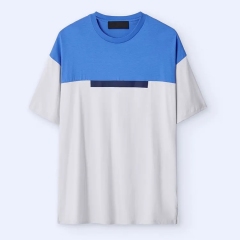 Men's 100% Cotton Blank T Shirts High Quality Oversized Casual Custom Logo Design Drop Shoulder Color Splicing T-shirt For Men