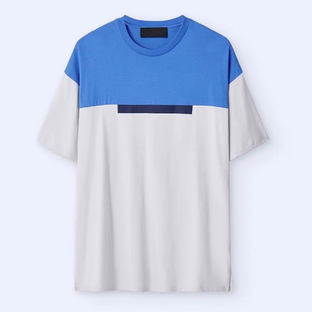 Men's 100% Cotton Blank T Shirts High Quality Oversized Casual Custom Logo Design Drop Shoulder Color Splicing T-shirt For Men