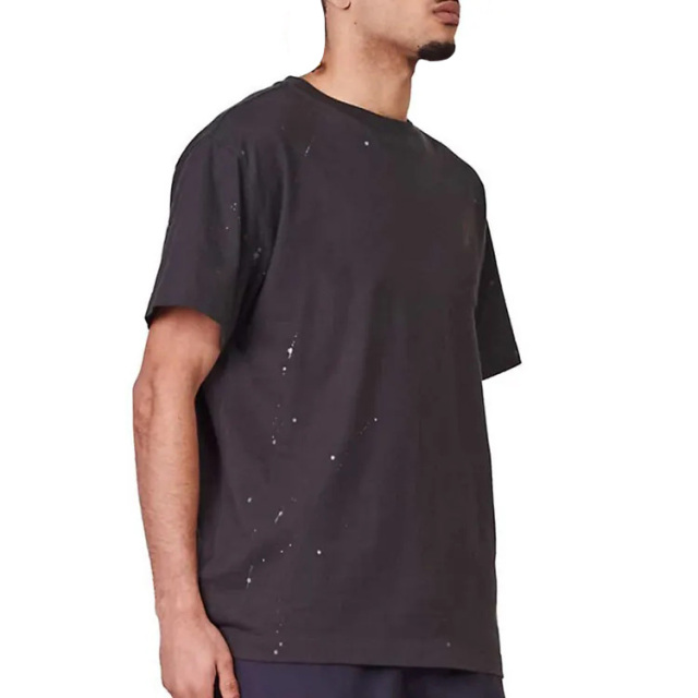 Street Style Custom Logo Desgin Men's 100% Cotton T-shirt Blank Oversized Drop Shoulder Ribbed Crewneck T-shirt For Men