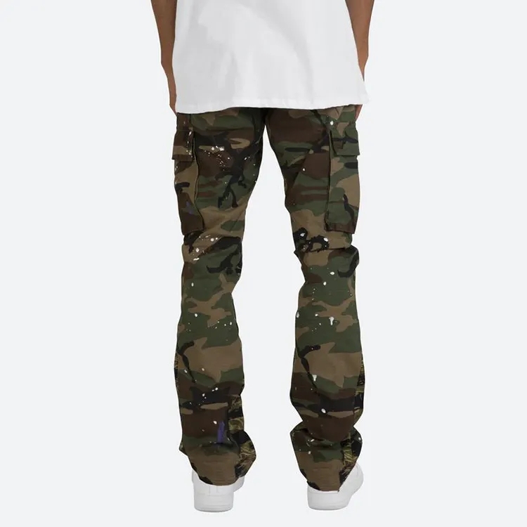 High Quality Men Bulk Wholesale Custom Camo Camouflage Cargo Pant Streetwear Bootcut Cargo Pants Mens