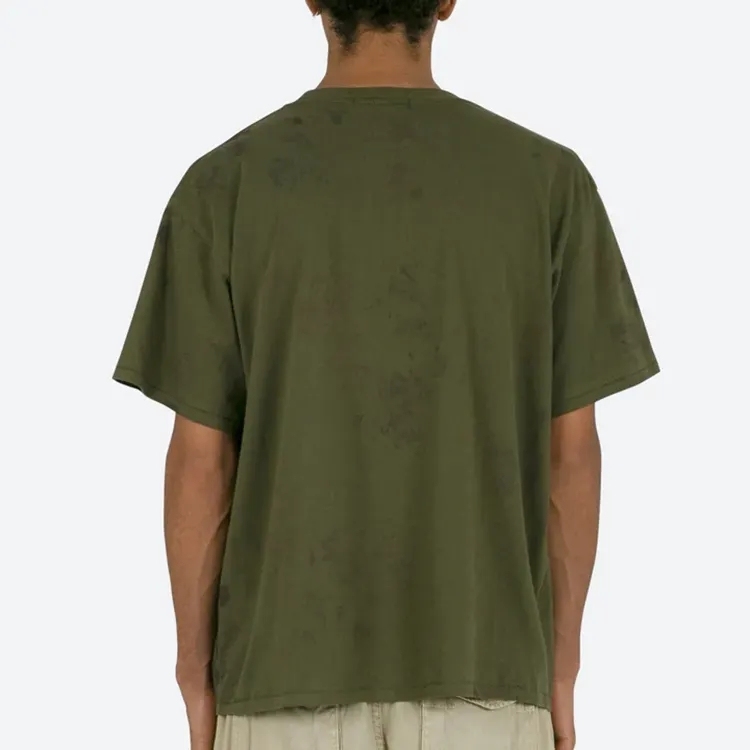 Street Style Custom Logo Desgin Men's 100% Cotton T-shirt Oversized Drop Shoulder Ribbed Crewneck T-shirt For Men