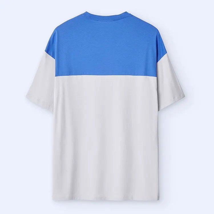 Men's 100% Cotton Blank T Shirts High Quality Oversized Casual Custom Logo Design Drop Shoulder Color Splicing T-shirt For Men