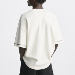 Custom Tshirt Men's 100% Cotton Contrast Trim Tshirt Streetwear Oversized Crewneck Drop Shoulder Heavyweight T Shirt For Men