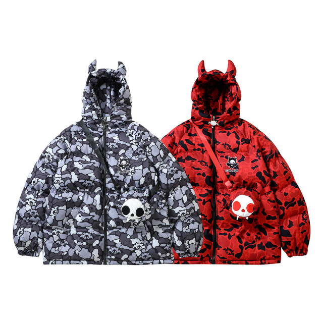 Streetwear Little Devil Doll Camouflage Cotton Clothes Thickened Loose Hip-Hop Jacket