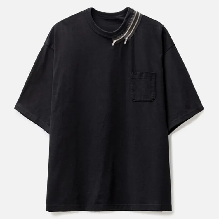 Custom Logo Design Men's 100% Cotton T-shirt Blank Oversized Drop Shoulder Ribbed Crew Neck Blank T-shirt For Men