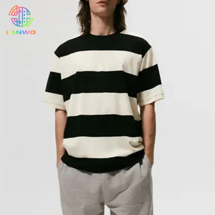 Luxury Design High Quality Custom Color Cut And Sew New Fashion Men T Shirt Abstract Crew Neck Tshirt Thick Fabric