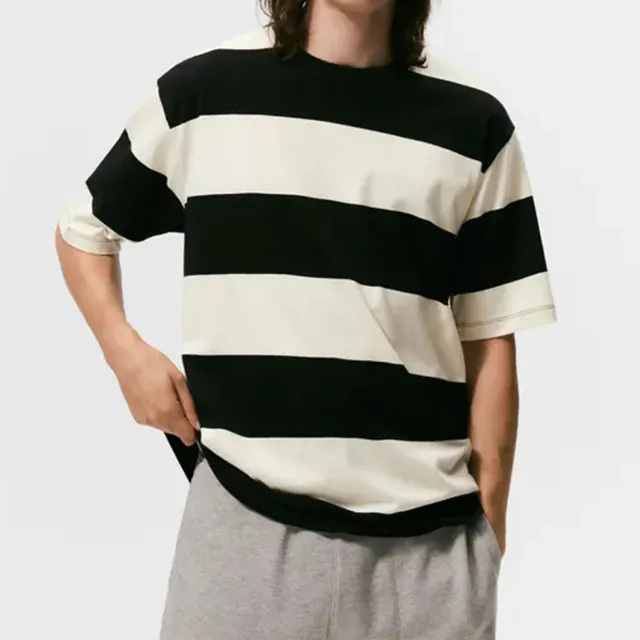 Luxury Design High Quality Custom Color Cut And Sew New Fashion Men T Shirt Abstract Crew Neck Tshirt Thick Fabric