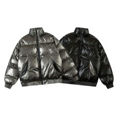 Shiny stand collar down cotton coat men's loose thickened bread coat cotton jacket