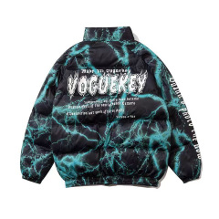 American dark graffiti printed loose cotton jacket street wear hip-hop bread coat cotton jacket