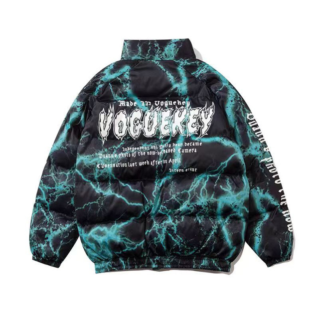 American dark graffiti printed loose cotton jacket street wear hip-hop bread coat cotton jacket