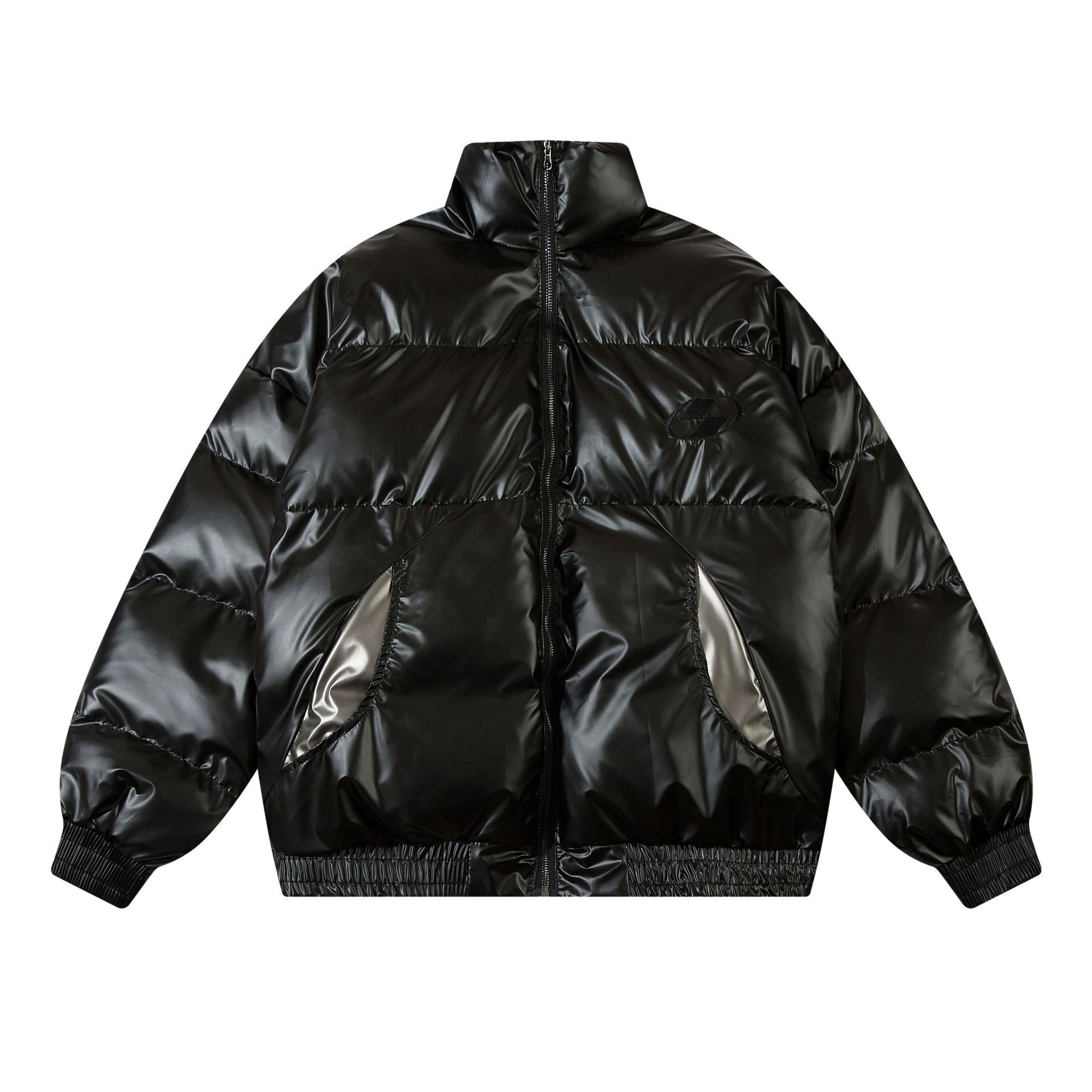 Shiny stand collar down cotton coat men's loose thickened bread coat cotton jacket