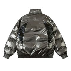 Shiny stand collar down cotton coat men's loose thickened bread coat cotton jacket