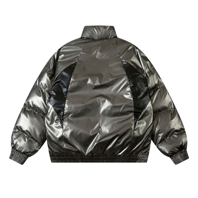 Shiny stand collar down cotton coat men's loose thickened bread coat cotton jacket