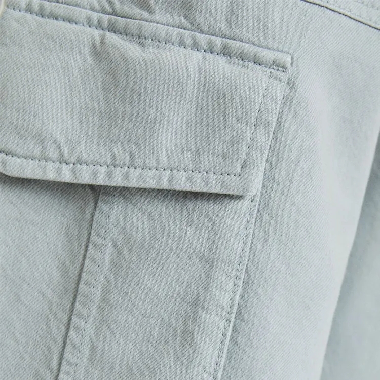 Cotton Twill Pants For Men Patch And Cargo Pockets Wide Leg Pants Customized Color Available