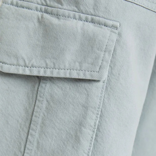 Cotton Twill Pants For Men Patch And Cargo Pockets Wide Leg Pants Customized Color Available