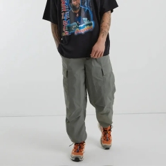 Mens Casual Gray Drawstring Cargo Pants High Quality Outdoor Street Trousers