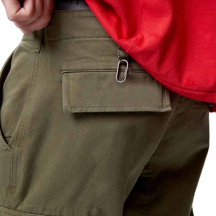 Straight Leg Utility Pants 100% Cotton Canvas With Mid Rise Waist And Workwear Pockets For Men