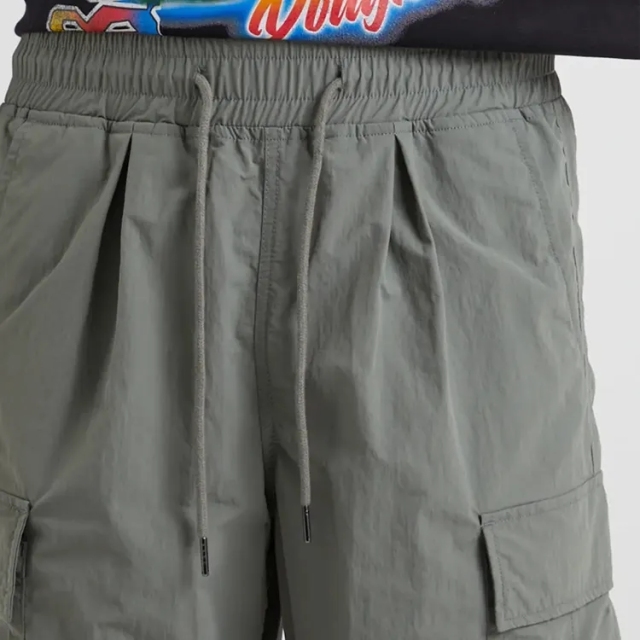 Mens Casual Gray Drawstring Cargo Pants High Quality Outdoor Street Trousers