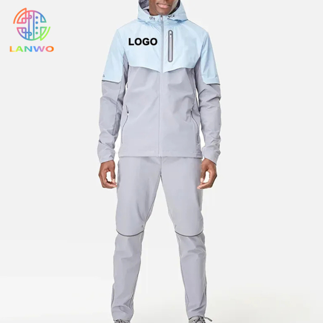 Oem Custom Hot Selling Baby Blue Wholesale Windbreaker Tracksuits Tracksuit Set For Men