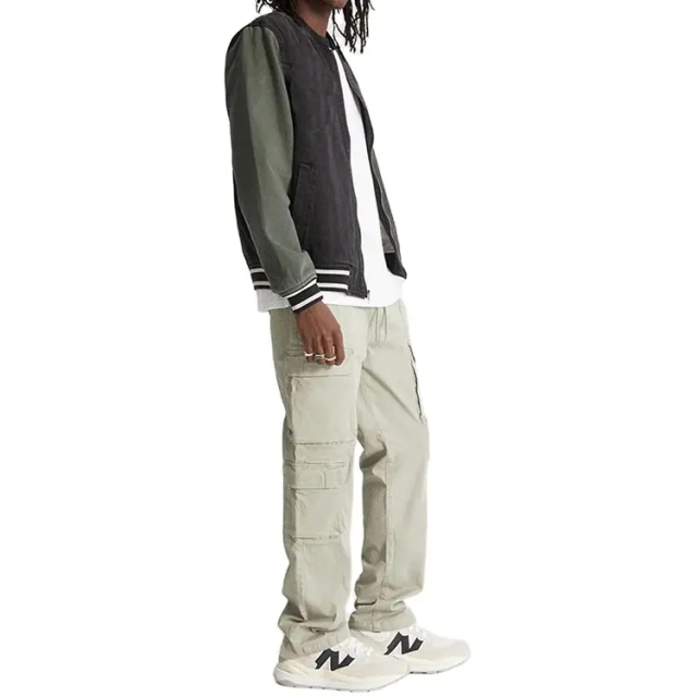 Straignht Leg Men Cotton Cargo Pants Drawstring Waistband Multi Pockets Mens Customized Trousers