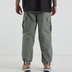 Mens Casual Gray Drawstring Cargo Pants High Quality Outdoor Street Trousers