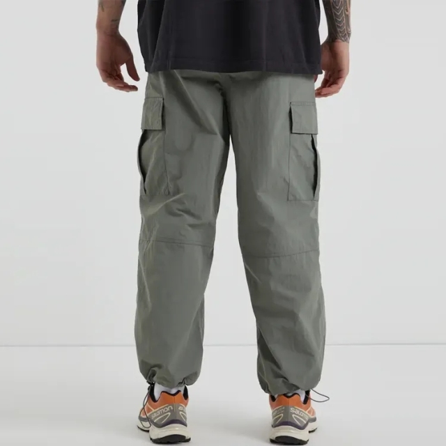 Mens Casual Gray Drawstring Cargo Pants High Quality Outdoor Street Trousers