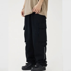 Vintage Streetwear Flap Pocket Men Pant Trouser Casual Zipper Detail Custom Logo Cargo Pants For Men