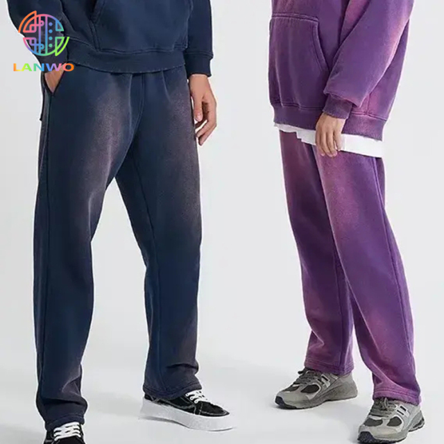 Custom Mens Clothing Acid Wash Sweatpants 240gsm-480gsm 100% Cotton French Mens Pants Custom Logo