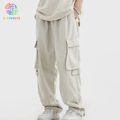 Vintage Streetwear Flap Pocket Men Pant Trouser Casual Zipper Detail Custom Logo Cargo Pants For Men