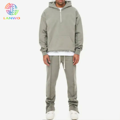 Oem Wholesale Custom Premium Plain Tracksuits For Men Nylon Mens Sweatsuit Sets Zip Up Jogger Set Fleece Tracksuit