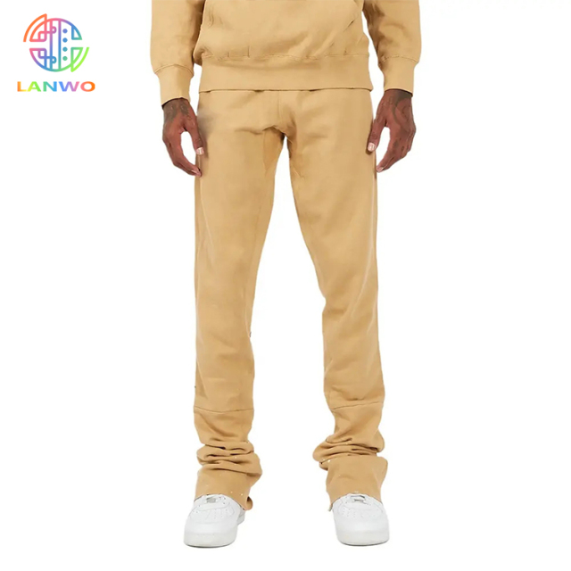 High Quality Open Hem Custom Wide Leg Sweatpants Vintage Street Wear Blank Stacked Flared Sweatpants Men