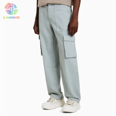 Cotton Twill Pants For Men Patch And Cargo Pockets Wide Leg Pants Customized Color Available