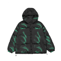 Winter loose thickened retro original venomous snake printed hooded bread coat for men