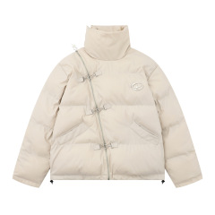 Niche design button padded coat, unisex down padded coat, winter padded jacket