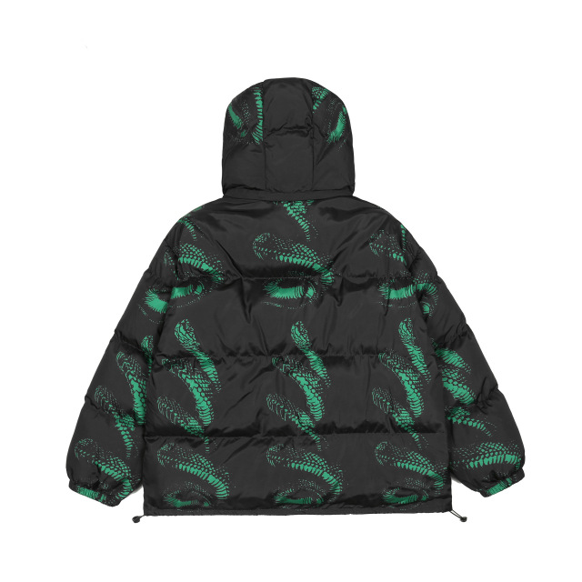 Winter loose thickened retro original venomous snake printed hooded bread coat for men