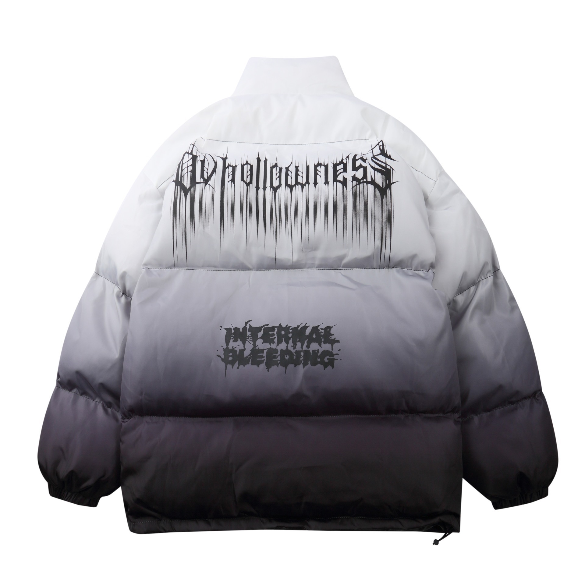 Winter cotton-padded jacket with gradient thickened stand-up collar and down-padded jacket