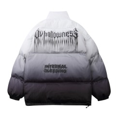 Winter cotton-padded jacket with gradient thickened stand-up collar and down-padded jacket