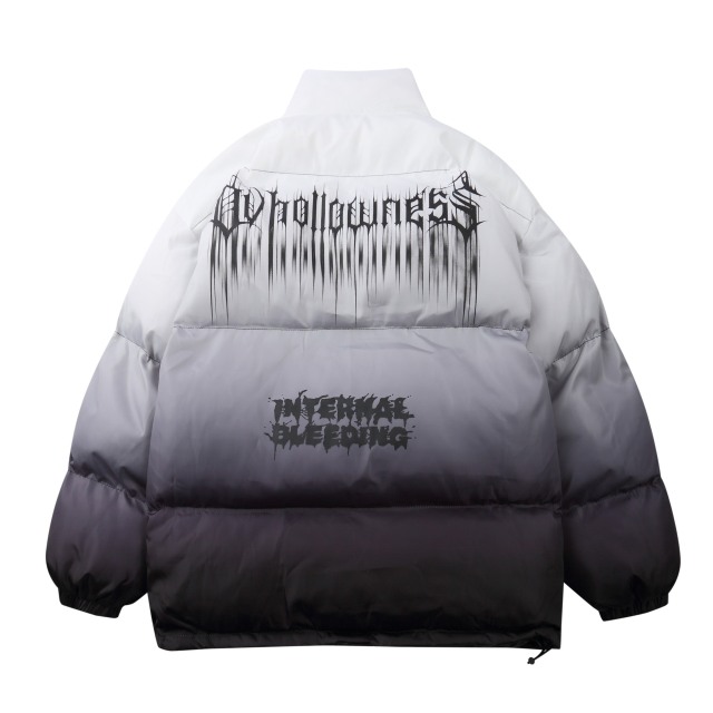 Winter cotton-padded jacket with gradient thickened stand-up collar and down-padded jacket