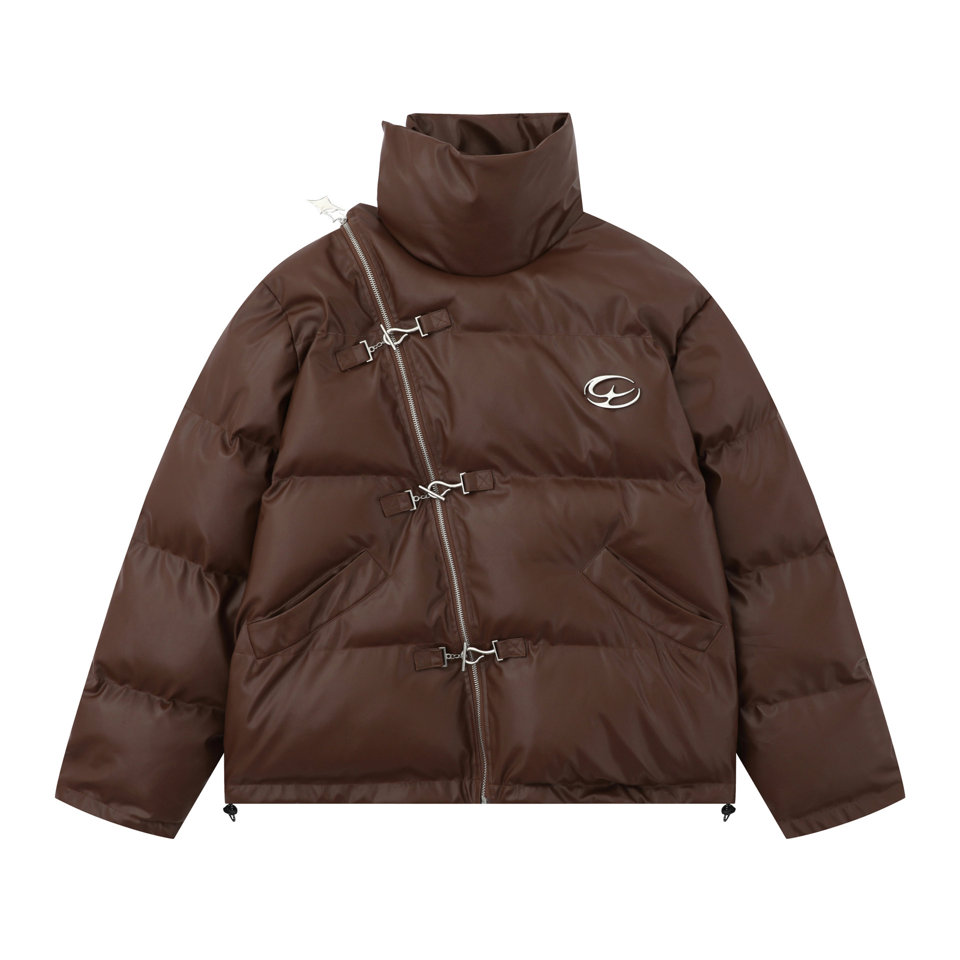 Niche design button padded coat, unisex down padded coat, winter padded jacket