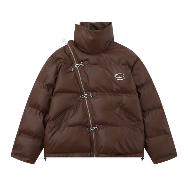 Niche design button padded coat, unisex down padded coat, winter padded jacket