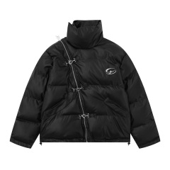 Niche design button padded coat, unisex down padded coat, winter padded jacket