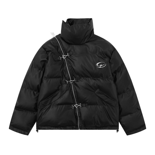 Niche design button padded coat, unisex down padded coat, winter padded jacket