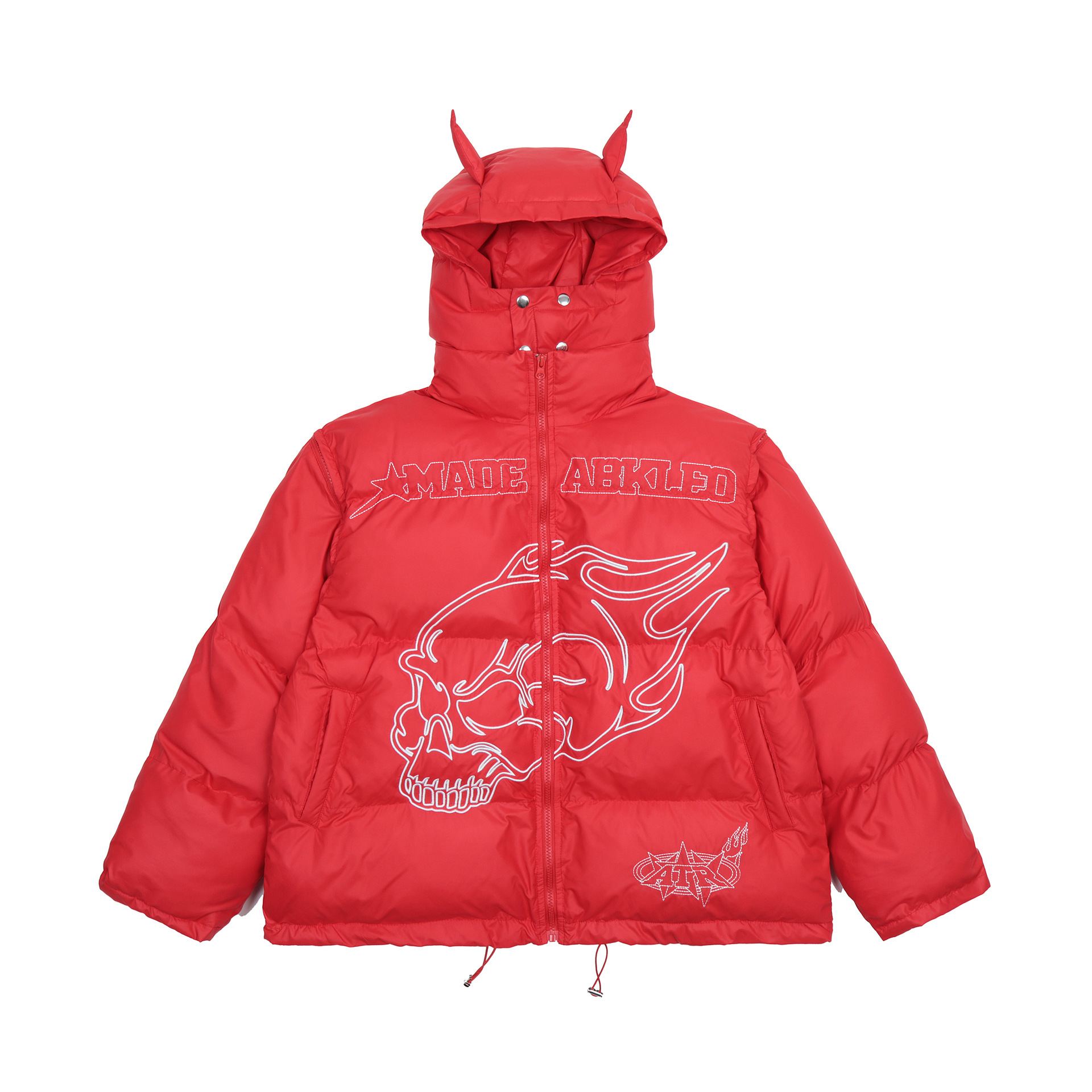 Winter high street masked casual detachable sleeve embroidered thickened cotton jacket