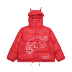 Winter high street masked casual detachable sleeve embroidered thickened cotton jacket