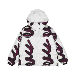 Winter loose thickened retro original venomous snake printed hooded bread coat for men