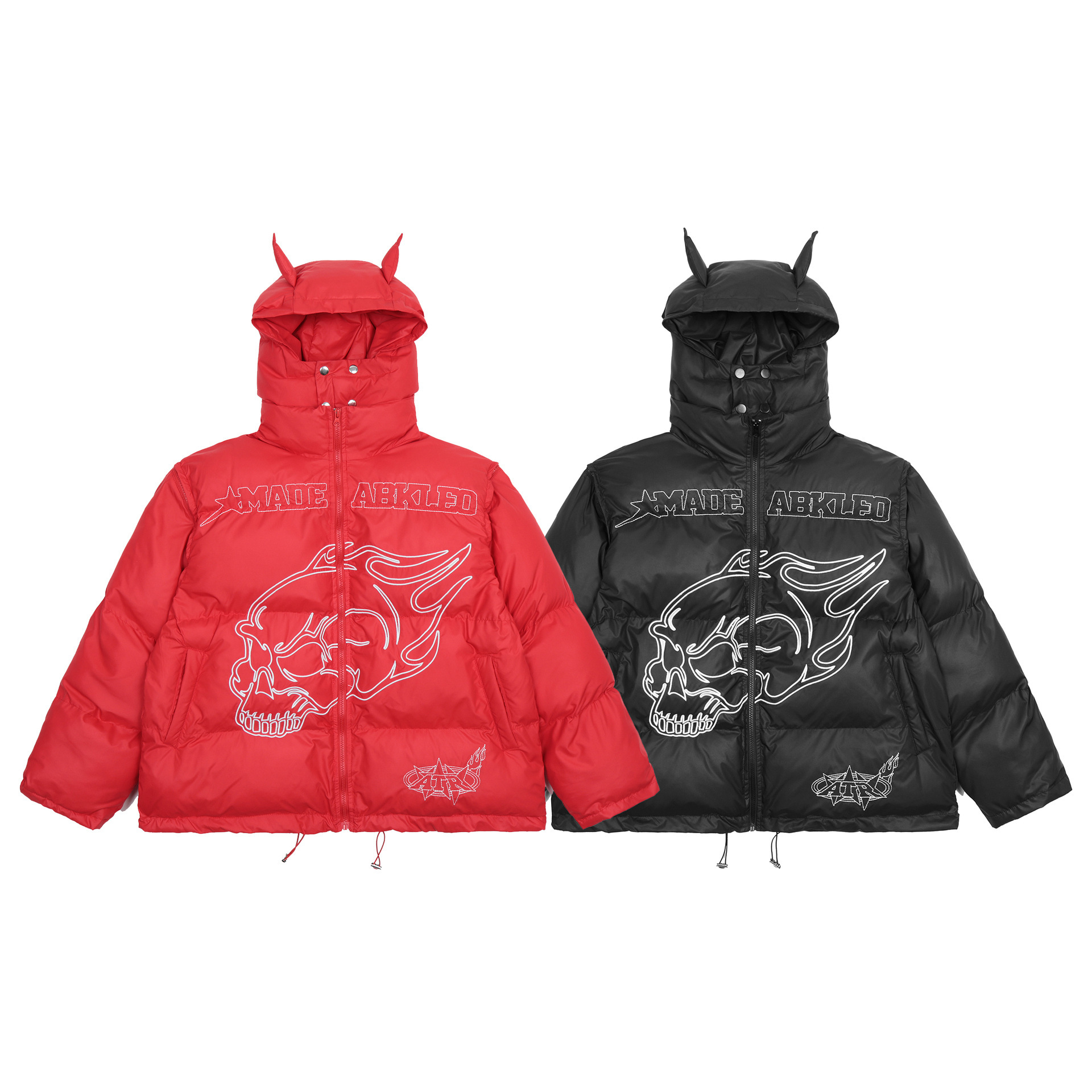 Winter high street masked casual detachable sleeve embroidered thickened cotton jacket