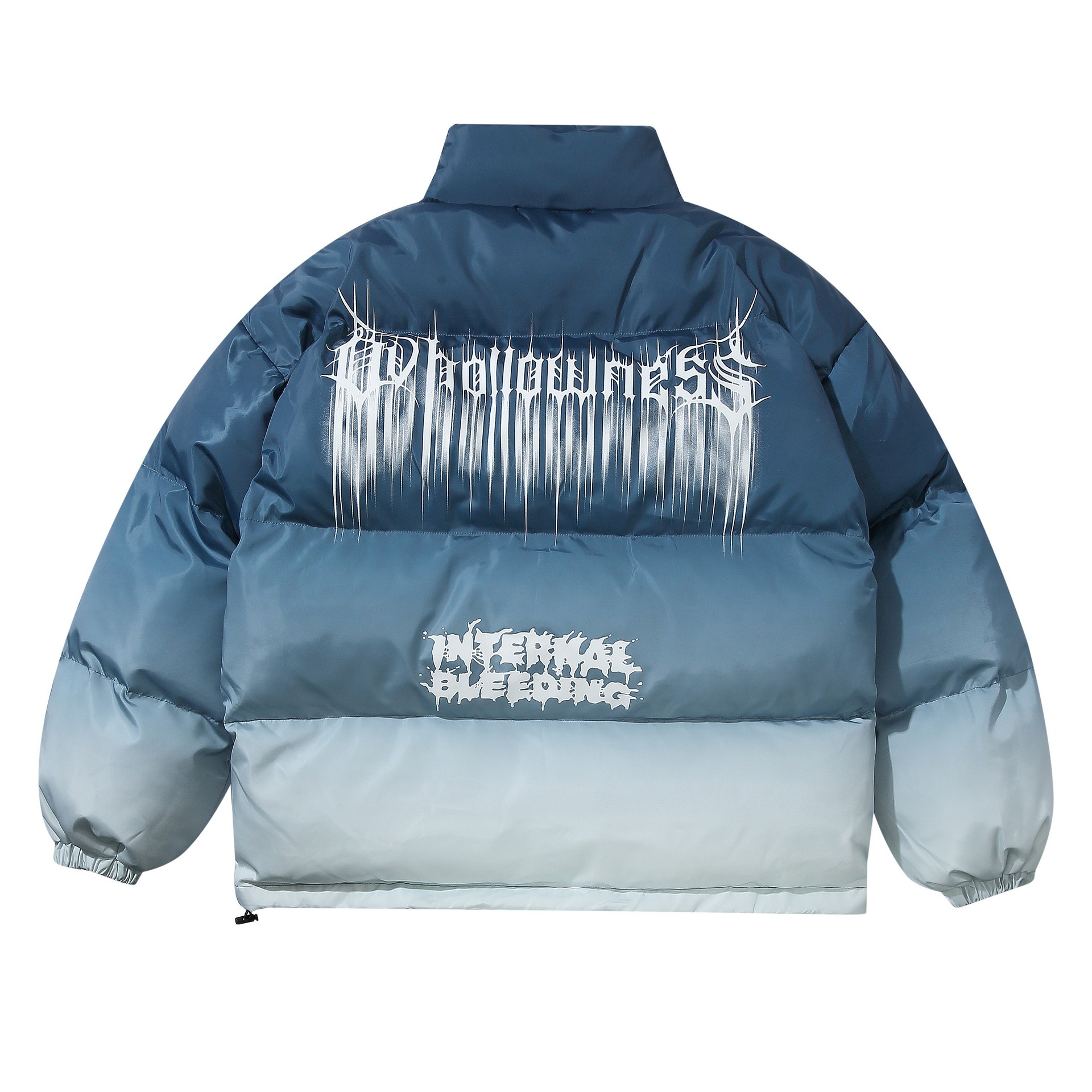 Winter cotton-padded jacket with gradient thickened stand-up collar and down-padded jacket